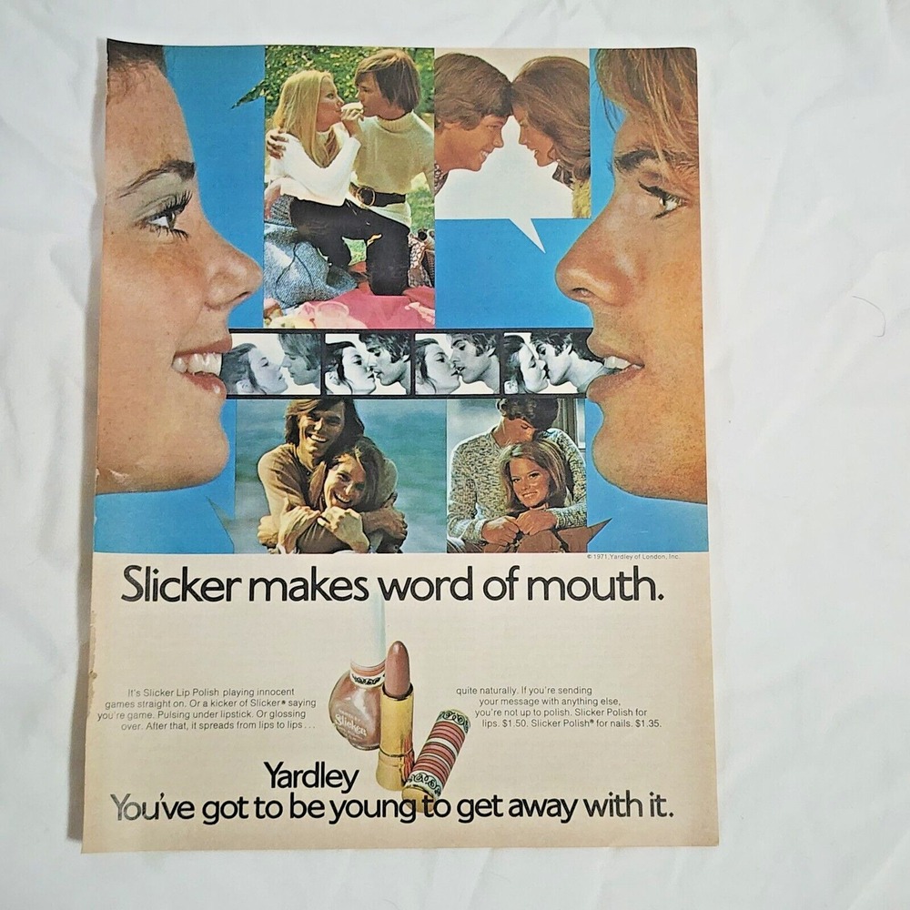 Vintage 1971 Yardley Slicker Print Ad Lip Gloss Nail Polish Photo Collage 8x11